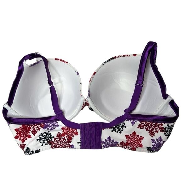 Cacique Snowflake Print Cotton Boost Plunge Bra. Size 44D. - Picture 4 of 10